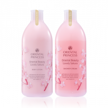 แพ็คคู่ Oriental Beauty Lovely Sakura Shower Cream + Body Lotion 400 Ml